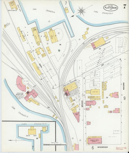 Sanborn Fire Insurance Map from Plattsburg, Clinton County, New York (1902), Sheet #0007 - Complete Map Set gallery image, historic Sanborn map, vintage wall art, New York New York