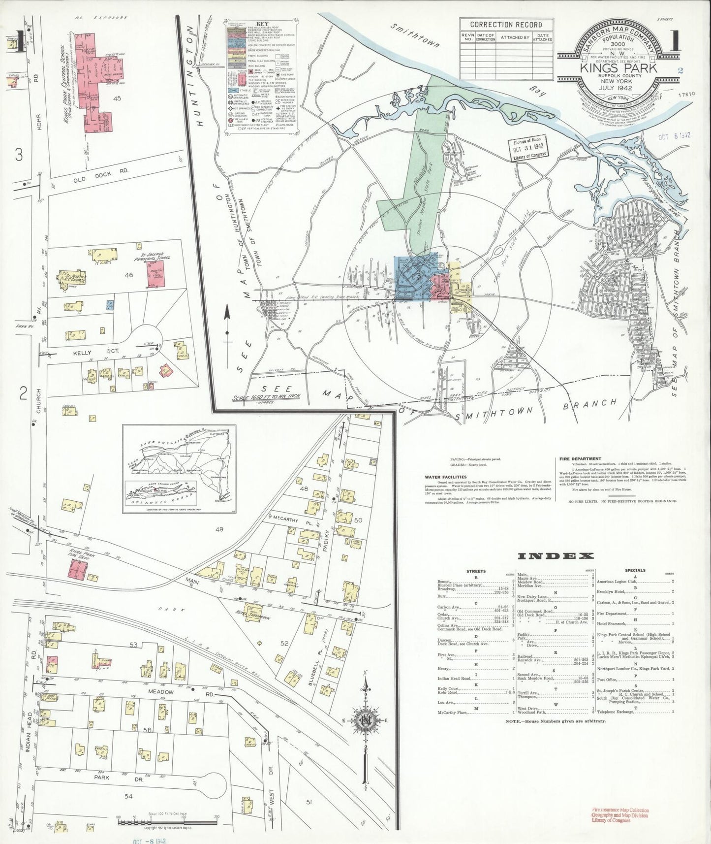 Sanborn Fire Insurance Map from Kings Park, Suffolk County, New York. (1942) – Historic Sanborn Fire Insurance Map Print