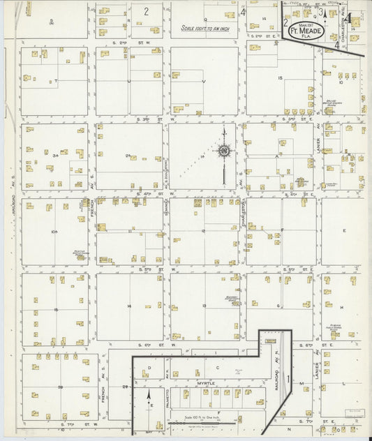 Sanborn Fire Insurance Map from Fort Meade, Polk County, Florida (1917), Sheet #0004 - Historic Sanborn Fire Insurance Map Print, vintage old map wall art, antique decor, genealogy gift, Florida Florida map