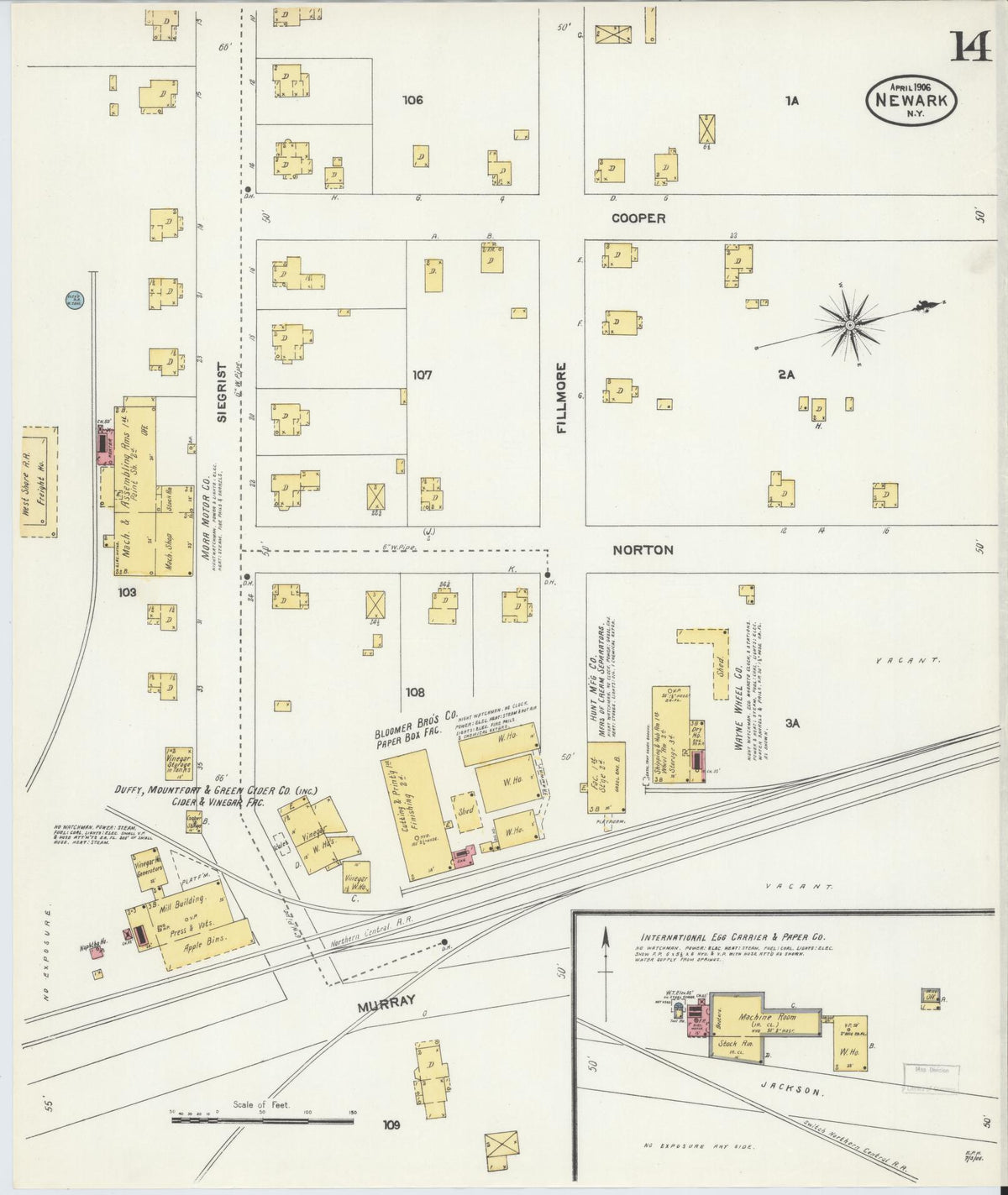 Sanborn Fire Insurance Map from Newark, Wayne County, New York (1906), Sheet #0014 - Historic Sanborn Fire Insurance Map Print, vintage old map wall art, antique decor, genealogy gift, New York New York map