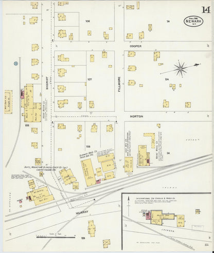 Sanborn Fire Insurance Map from Newark, Wayne County, New York (1906), Sheet #0014 - Historic Sanborn Fire Insurance Map Print, vintage old map wall art, antique decor, genealogy gift, New York New York map