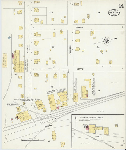 Sanborn Fire Insurance Map from Newark, Wayne County, New York (1906), Sheet #0014 - Historic Sanborn Fire Insurance Map Print, vintage old map wall art, antique decor, genealogy gift, New York New York map