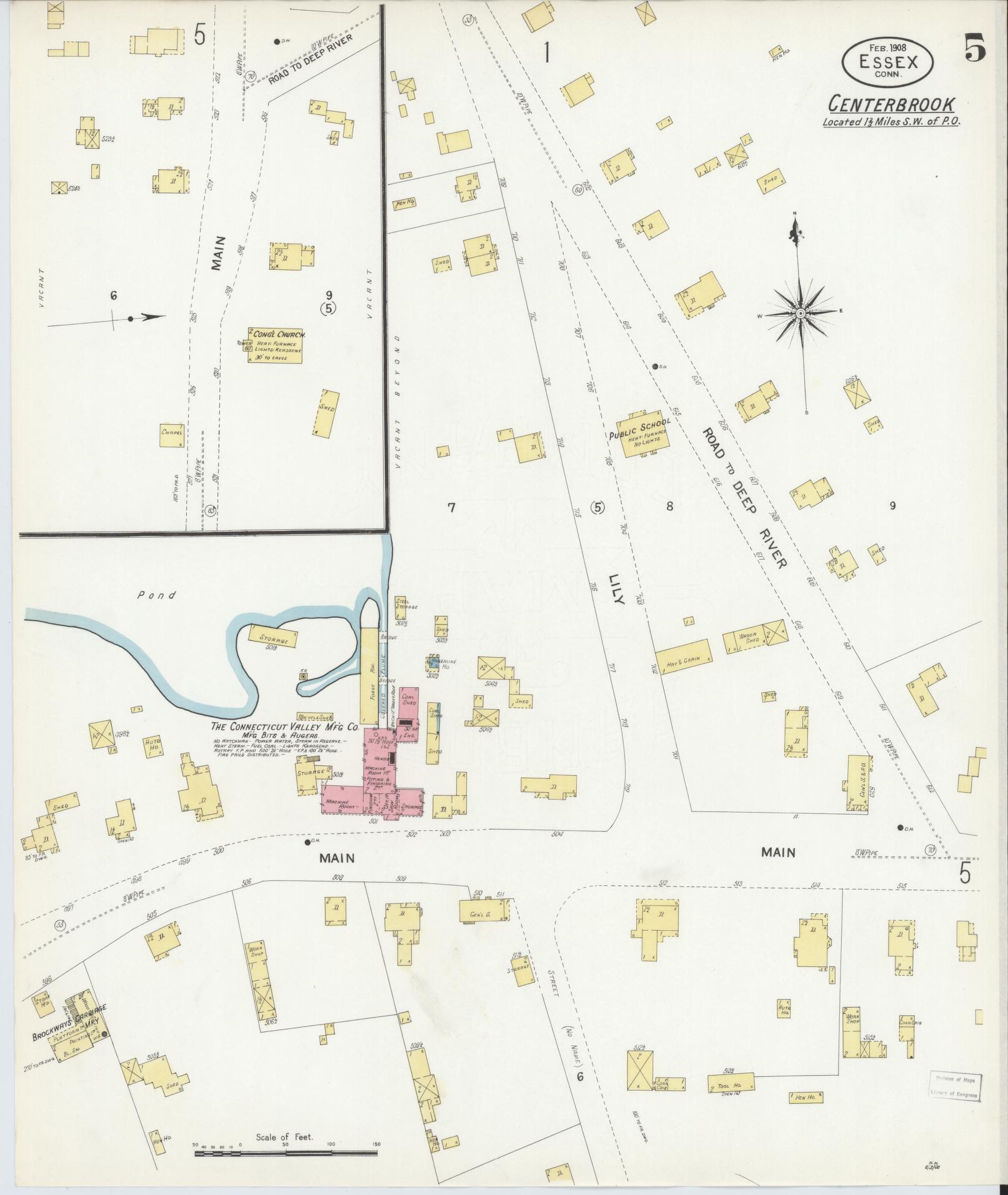Sanborn Fire Insurance Map from Essex, Middlesex County, Connecticut (1908), Sheet #0005 - Historic Sanborn Fire Insurance Map Print, vintage old map wall art, antique decor, genealogy gift, Connecticut Connecticut map
