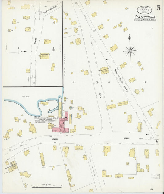 Sanborn Fire Insurance Map from Essex, Middlesex County, Connecticut (1908), Sheet #0005 - Historic Sanborn Fire Insurance Map Print, vintage old map wall art, antique decor, genealogy gift, Connecticut Connecticut map