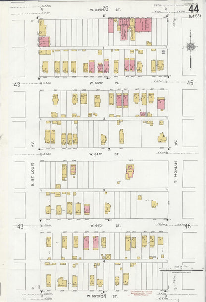 Sanborn Fire Insurance Map from Chicago, Cook County, Illinois (1920), Sheet #0044 - Historic Sanborn Fire Insurance Map Print, vintage old map wall art, antique decor, genealogy gift, Illinois Illinois map