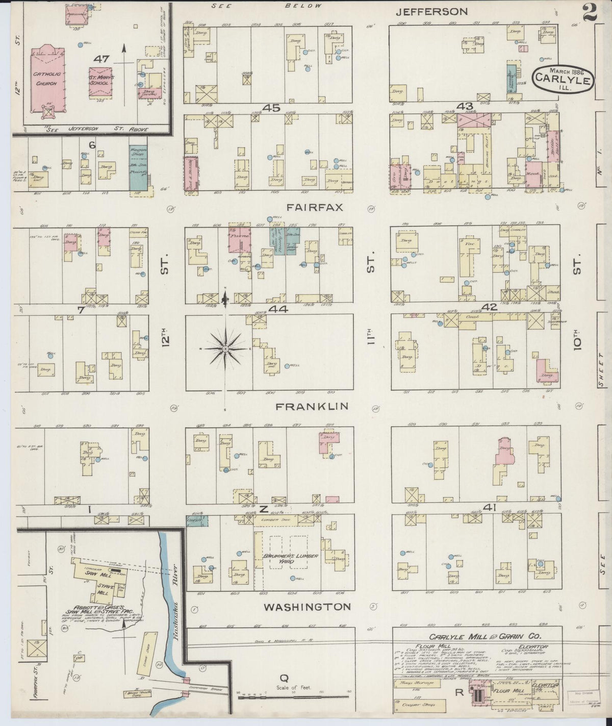 Sanborn Fire Insurance Map from Carlyle, Clinton County, Illinois (1886), Sheet #0002 - Complete Map Set gallery image, historic Sanborn map, vintage wall art, Illinois Illinois