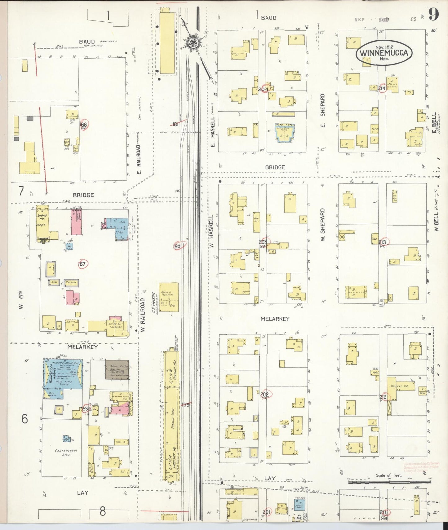 Sanborn Fire Insurance Map from Winnemucca, Humboldt County, Nevada (1943), Sheet #0009 - Complete Map Set gallery image, historic Sanborn map, vintage wall art, Nevada Nevada