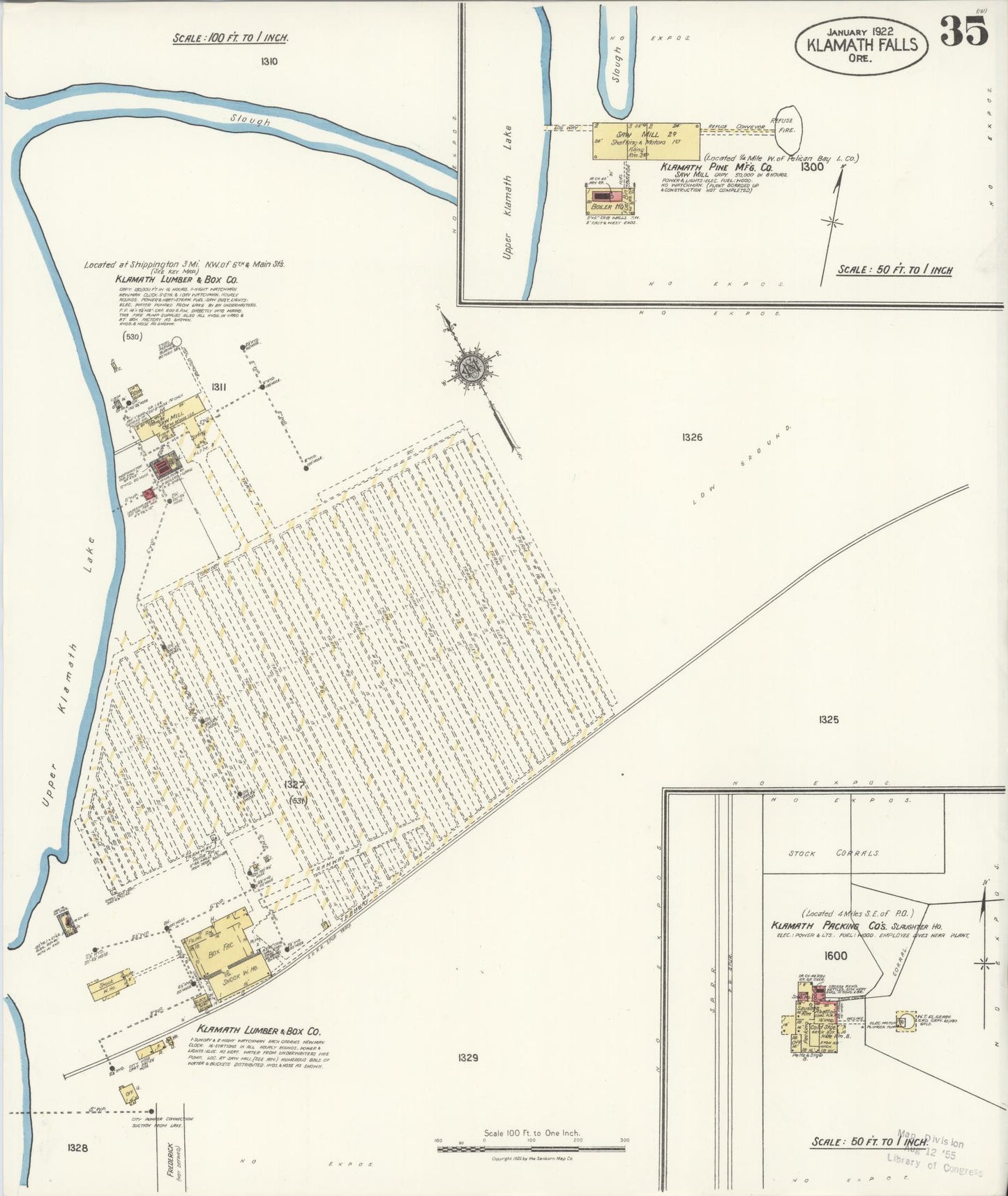 Sanborn Fire Insurance Map from Klamath Falls, Klamath County, Oregon (1921), Sheet #0035 - Complete Map Set gallery image, historic Sanborn map, vintage wall art, Oregon Oregon
