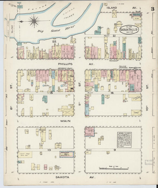 Sanborn Fire Insurance Map from Sioux Falls, Minnehaha County, South Dakota (1883), Sheet #0003 - Historic Sanborn Fire Insurance Map Print, vintage old map wall art, antique decor, genealogy gift, South Dakota South Dakota map