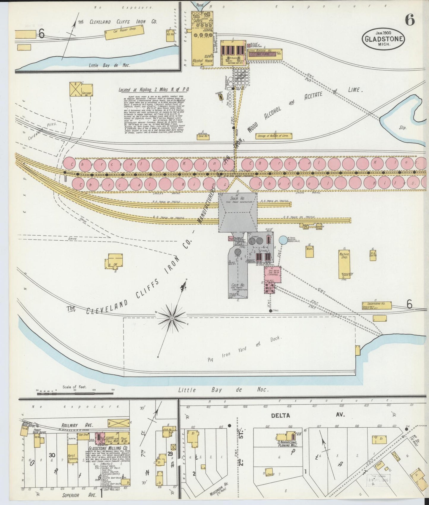 Sanborn Fire Insurance Map from Gladstone, Delta County, Michigan (1900), Sheet #0006 - Complete Map Set gallery image, historic Sanborn map, vintage wall art, Michigan Michigan