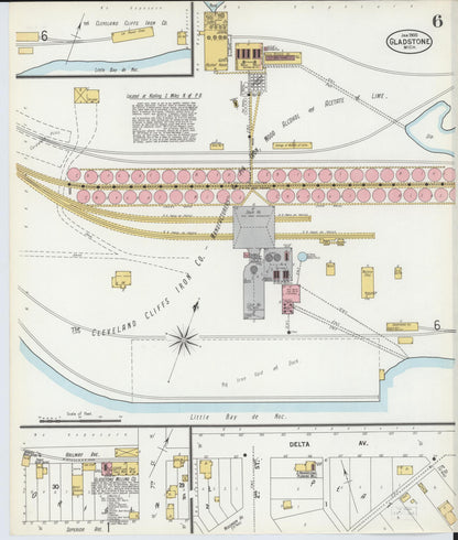 Sanborn Fire Insurance Map from Gladstone, Delta County, Michigan (1900), Sheet #0006 - Complete Map Set gallery image, historic Sanborn map, vintage wall art, Michigan Michigan