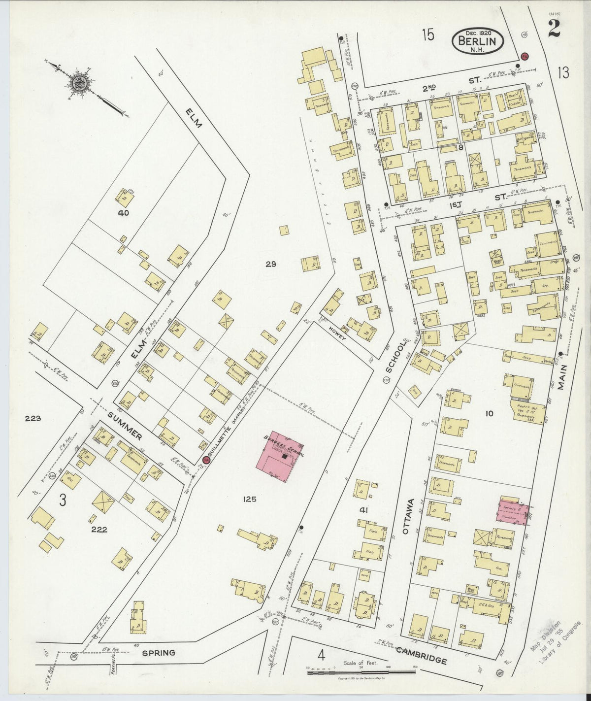 Sanborn Fire Insurance Map from Berlin, Coos County, New Hampshire (1920), Sheet #0002 - Complete Map Set gallery image, historic Sanborn map, vintage wall art, New Hampshire New Hampshire