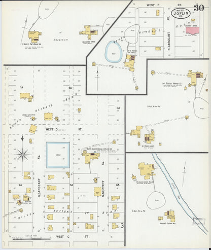 Sanborn Fire Insurance Map from Joplin, Jasper County, Missouri (1900), Sheet #0030 - Complete Map Set gallery image, historic Sanborn map, vintage wall art, Missouri Missouri