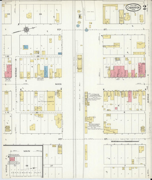 Sanborn Fire Insurance Map from Cimarron, Gray County, Kansas (1915), Sheet #0002 - Historic Sanborn Fire Insurance Map Print, vintage old map wall art, antique decor, genealogy gift, Kansas Kansas map