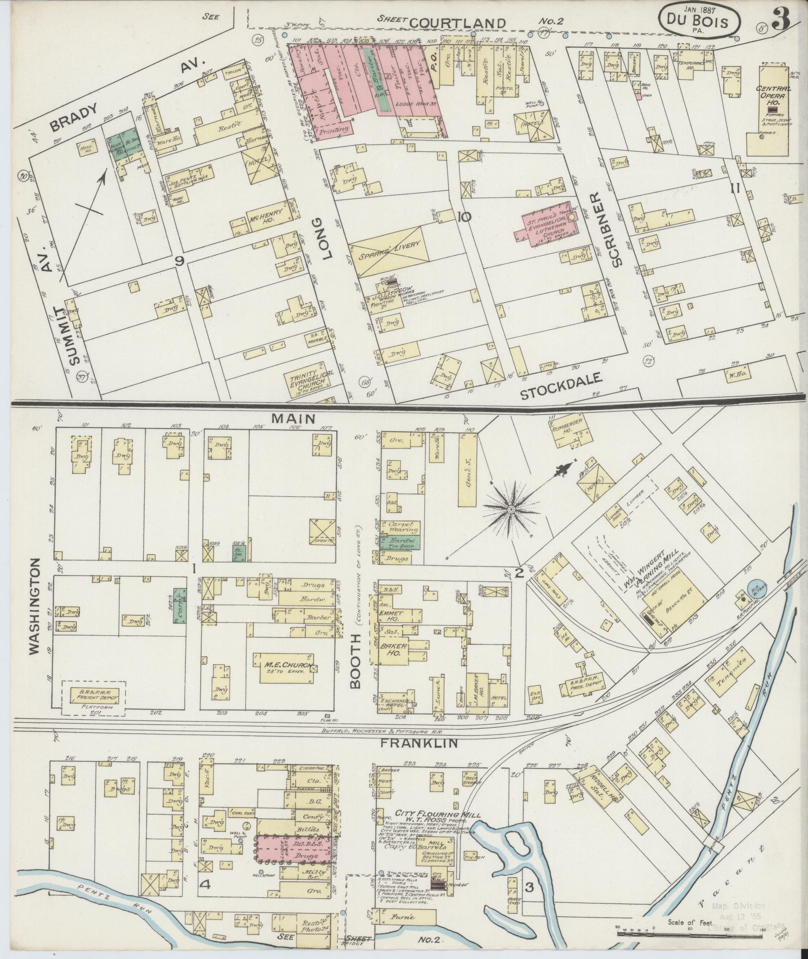 Sanborn Fire Insurance Map from Du Bois, Clearfield County, Pennsylvania (1887), Sheet #0003 - Historic Sanborn Fire Insurance Map Print, vintage old map wall art, antique decor, genealogy gift, Pennsylvania Pennsylvania map