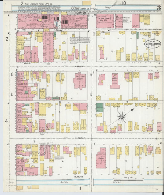 Sanborn Fire Insurance Map from Middletown, Butler County, Ohio (1901), Sheet #0003 - Historic Sanborn Fire Insurance Map Print, vintage old map wall art, antique decor, genealogy gift, Ohio Ohio map