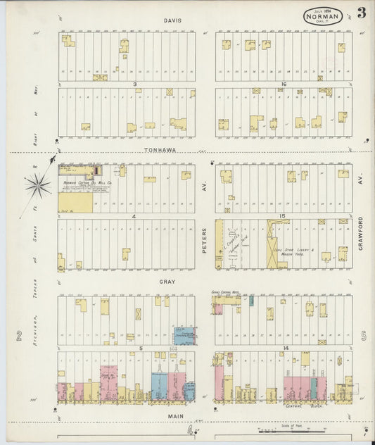 Sanborn Fire Insurance Map from Norman, Cleveland County, Oklahoma (1894), Sheet #0003 - Historic Sanborn Fire Insurance Map Print, vintage old map wall art, antique decor, genealogy gift, Oklahoma Oklahoma map