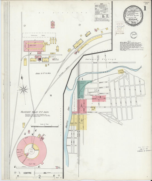 Sanborn Fire Insurance Map from Verona, Allegheny County, Pennsylvania (1900), Sheet #0001 - Historic Sanborn Fire Insurance Map Print, vintage old map wall art, antique decor, genealogy gift, Pennsylvania Pennsylvania map