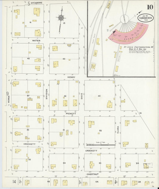 Sanborn Fire Insurance Map from Commerce, Hunt County, Texas (1911), Sheet #0010 - Historic Sanborn Fire Insurance Map Print, vintage old map wall art, antique decor, genealogy gift, Texas Texas map