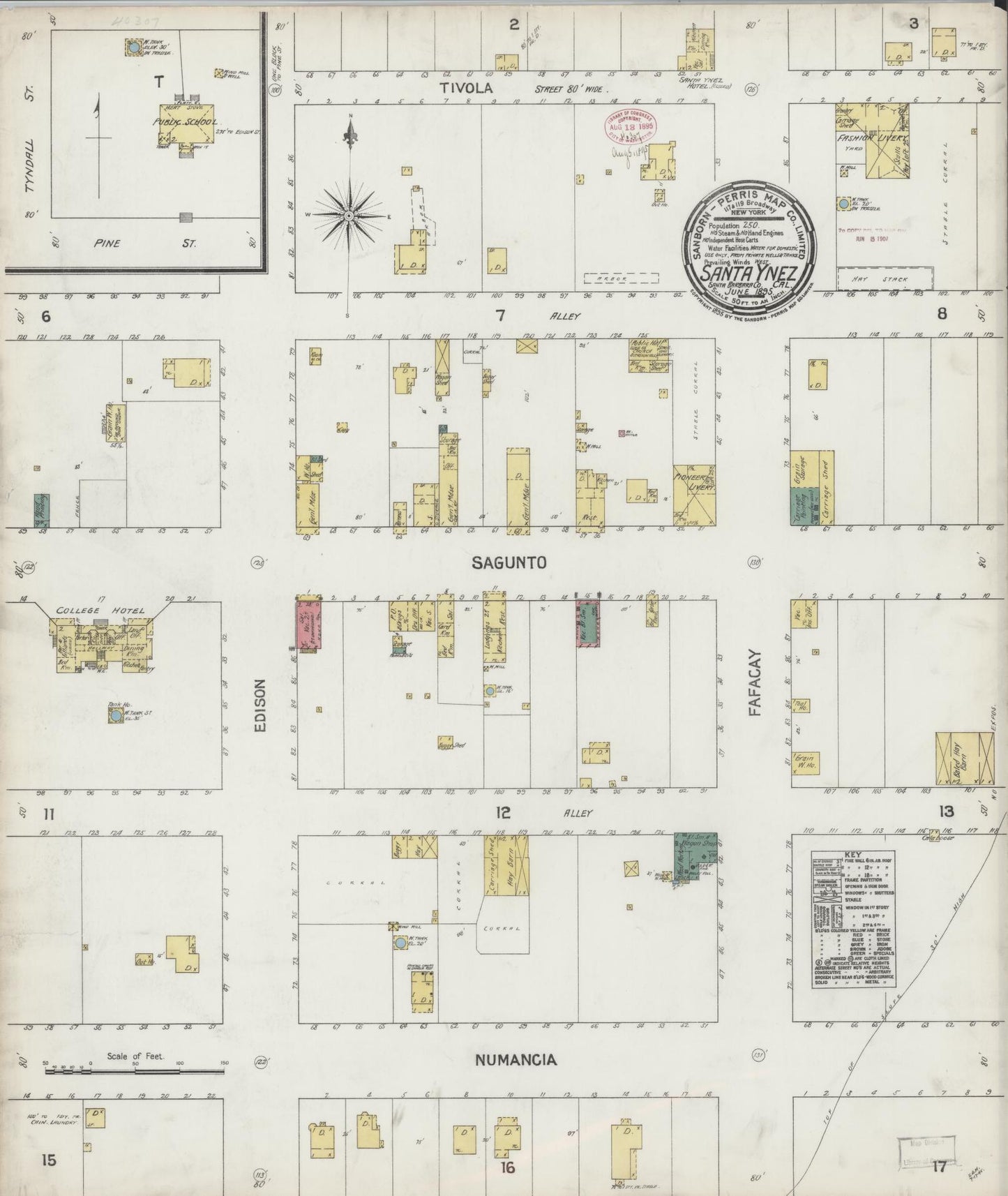 Sanborn Fire Insurance Map from Santa Ynez, Santa Barbara County, California. (1895) – Historic Sanborn Fire Insurance Map Print