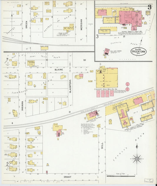 Sanborn Fire Insurance Map from Greentown, Howard County, Indiana (1902), Sheet #0003 - Historic Sanborn Fire Insurance Map Print, vintage old map wall art, antique decor, genealogy gift, Indiana Indiana map