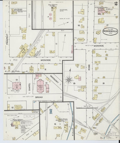 Sanborn Fire Insurance Map from Monroeville, Huron County, Ohio (1888), Sheet #0002 - Complete Map Set gallery image, historic Sanborn map, vintage wall art, Ohio Ohio