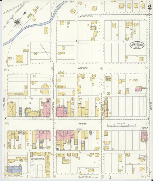 Sanborn Fire Insurance Map from Newcastle, Weston County, Wyoming (1907), Sheet #0002 - Historic Sanborn Fire Insurance Map Print, vintage old map wall art, antique decor, genealogy gift, Wyoming Wyoming map