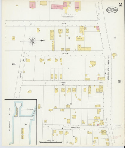 Sanborn Fire Insurance Map from Glen Cove, Nassau County, New York (1908), Sheet #0002 - Complete Map Set gallery image, historic Sanborn map, vintage wall art, New York New York