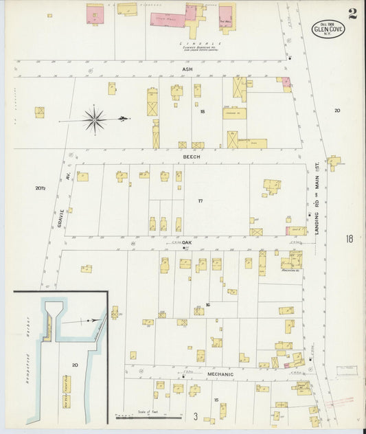 Sanborn Fire Insurance Map from Glen Cove, Nassau County, New York (1908), Sheet #0002 - Complete Map Set gallery image, historic Sanborn map, vintage wall art, New York New York