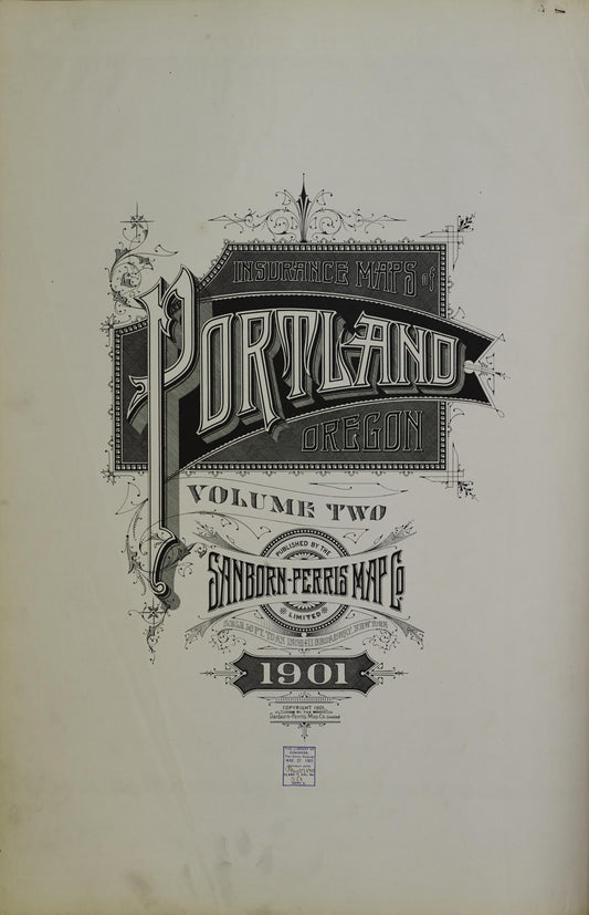 Sanborn Fire Insurance Map from Portland, Multnomah County, Oregon (1901), Sheet #0001 - Historic Sanborn Fire Insurance Map Print, vintage old map wall art, antique decor, genealogy gift, Oregon Oregon map