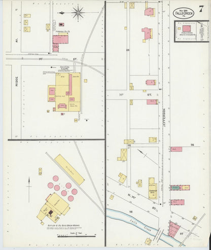 Sanborn Fire Insurance Map from Falls Creek, Jefferson And Clearfield Counties, Pennsylvania (1906), Sheet #0007 - Complete Map Set gallery image, historic Sanborn map, vintage wall art, Pennsylvania Pennsylvania