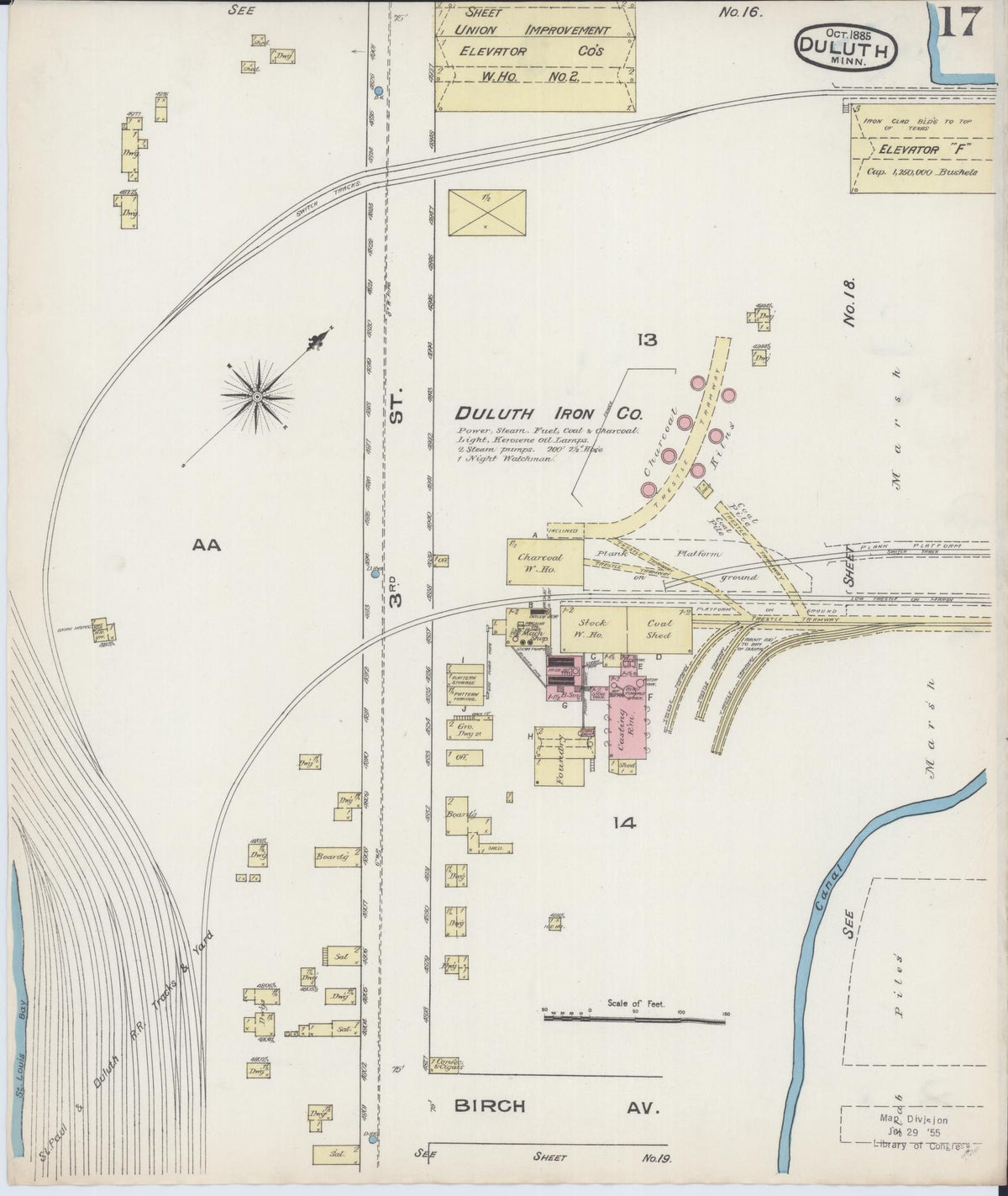 Sanborn Fire Insurance Map from Duluth, Saint Louis County, Minnesota (1885), Sheet #0017 - Historic Sanborn Fire Insurance Map Print, vintage old map wall art, antique decor, genealogy gift, Minnesota Minnesota map