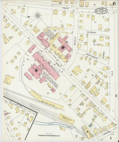 Sanborn Fire Insurance Map from Meriden, New Haven County, Connecticut (1896), Sheet #0006 - Complete Map Set gallery image, historic Sanborn map, vintage wall art, Connecticut Connecticut