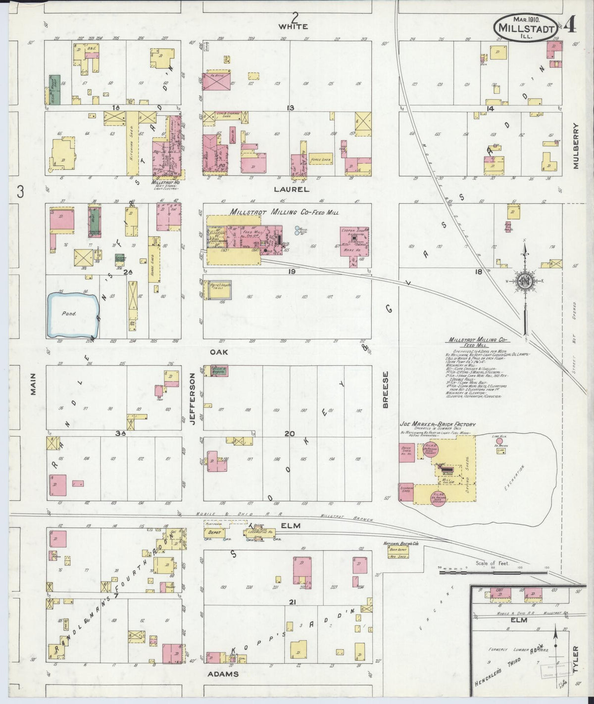 Sanborn Fire Insurance Map from Millstadt, Saint Clair County, Illinois (1910), Sheet #0004 - Complete Map Set gallery image, historic Sanborn map, vintage wall art, Illinois Illinois