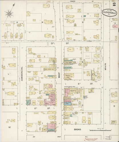 Sanborn Fire Insurance Map from Cloverdale, Sonoma County, California (1888), Sheet #0002 - Complete Map Set gallery image, historic Sanborn map, vintage wall art, California California