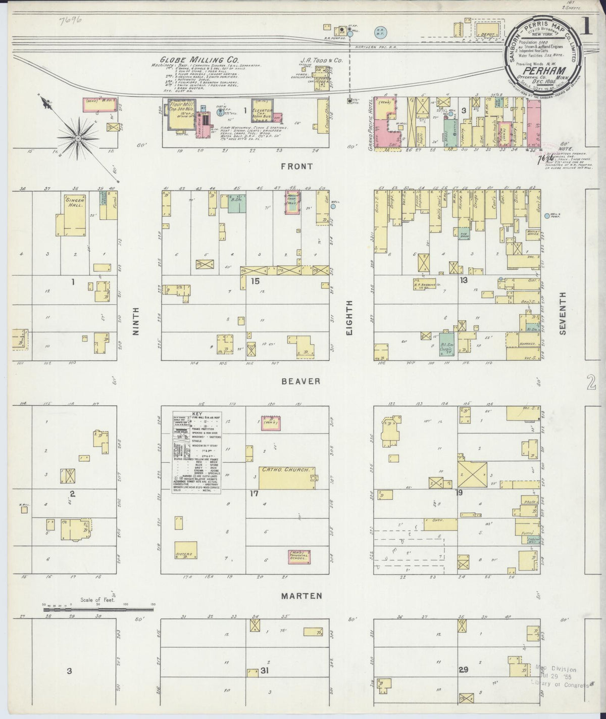 Sanborn Fire Insurance Map from Perham, Otter Tail County, Minnesota (1895), Sheet #0001 - Complete Map Set gallery image, historic Sanborn map, vintage wall art, Minnesota Minnesota