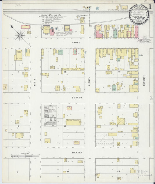 Sanborn Fire Insurance Map from Perham, Otter Tail County, Minnesota (1895), Sheet #0001 - Complete Map Set gallery image, historic Sanborn map, vintage wall art, Minnesota Minnesota