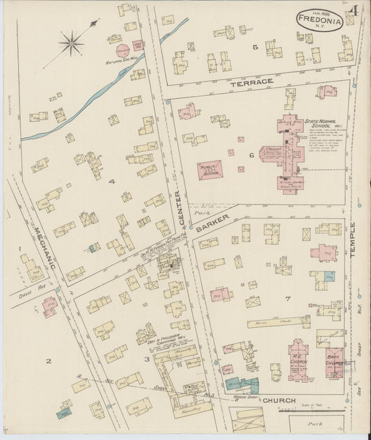 Sanborn Fire Insurance Map from Fredonia, Chautauqua County, New York (1886), Sheet #0004 - Historic Sanborn Fire Insurance Map Print, vintage old map wall art, antique decor, genealogy gift, New York New York map