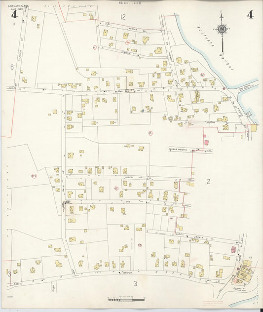 Sanborn Fire Insurance Map from Scituate, Plymouth County, Massachusetts (1944), Sheet #0004 - Historic Sanborn Fire Insurance Map Print, vintage old map wall art, antique decor, genealogy gift, Massachusetts Massachusetts map