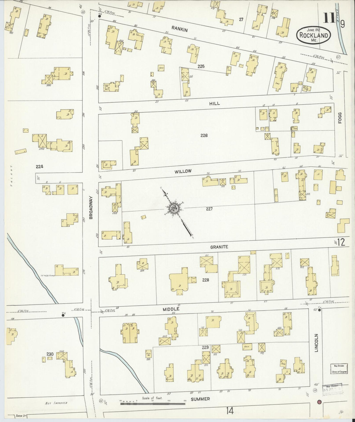 Sanborn Fire Insurance Map from Rockland, Knox County, Maine (1912), Sheet #0011 - Complete Map Set gallery image, historic Sanborn map, vintage wall art, Maine Maine