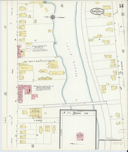 Sanborn Fire Insurance Map from Seneca Falls, Seneca County, New York (1911), Sheet #0014 - Historic Sanborn Fire Insurance Map Print, vintage old map wall art, antique decor, genealogy gift, New York New York map