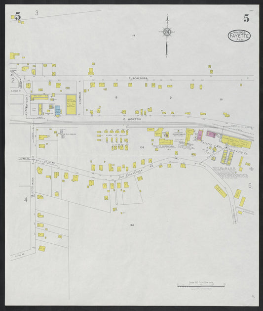 Sanborn Fire Insurance Map from Fayette, Fayette County, Alabama (1928), Sheet #0005 - Historic Sanborn Fire Insurance Map Print, vintage old map wall art, antique decor, genealogy gift, Alabama Alabama map