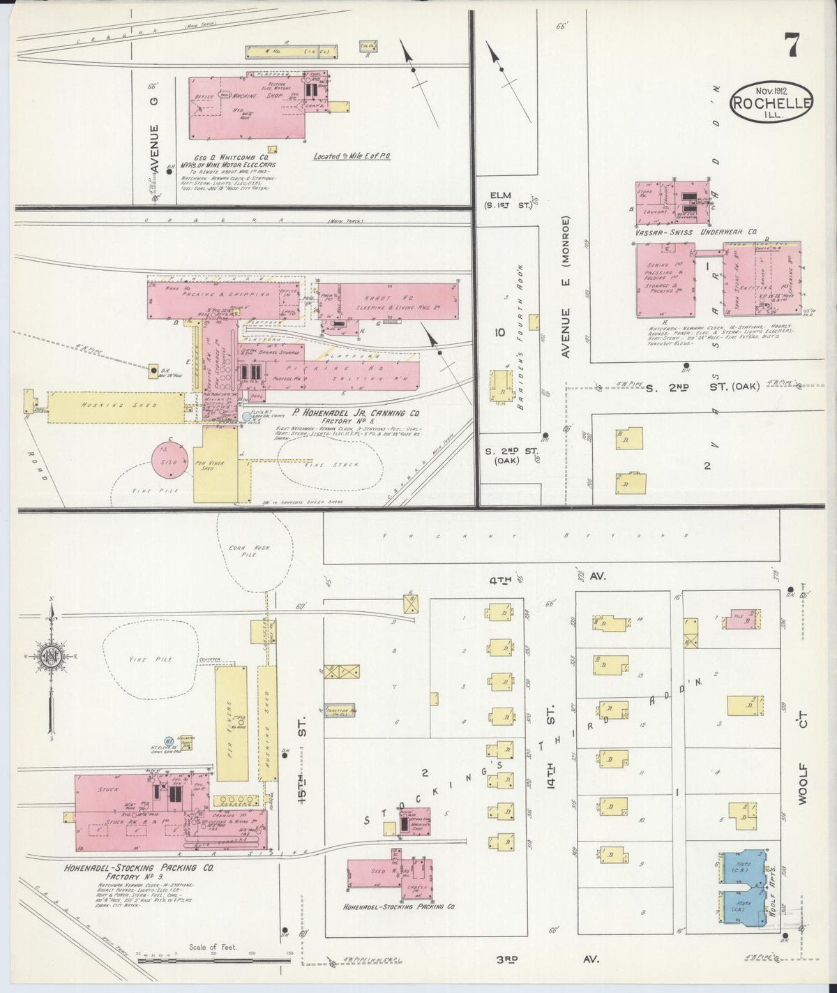 Sanborn Fire Insurance Map from Rochelle, Ogle County, Illinois (1912), Sheet #0007 - Historic Sanborn Fire Insurance Map Print, vintage old map wall art, antique decor, genealogy gift, Illinois Illinois map