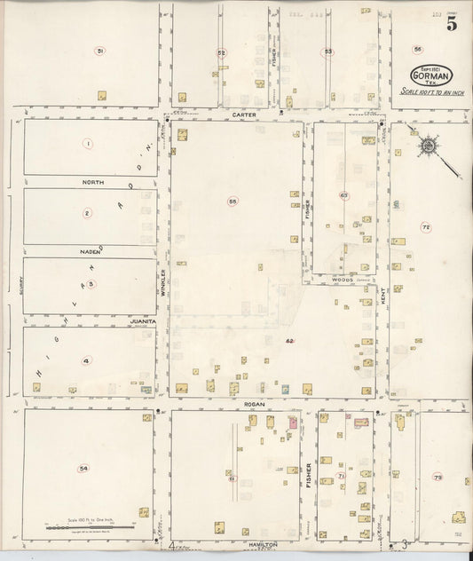 Sanborn Fire Insurance Map from Gorman, Eastland County, Texas (1945), Sheet #0005 - Historic Sanborn Fire Insurance Map Print, vintage old map wall art, antique decor, genealogy gift, Texas Texas map