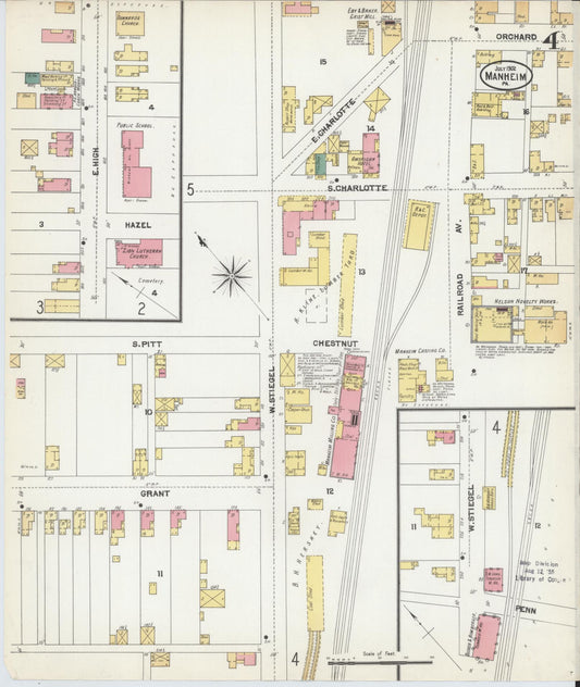 Sanborn Fire Insurance Map from Manheim, Lancaster County, Pennsylvania (1902), Sheet #0004 - Historic Sanborn Fire Insurance Map Print, vintage old map wall art, antique decor, genealogy gift, Pennsylvania Pennsylvania map