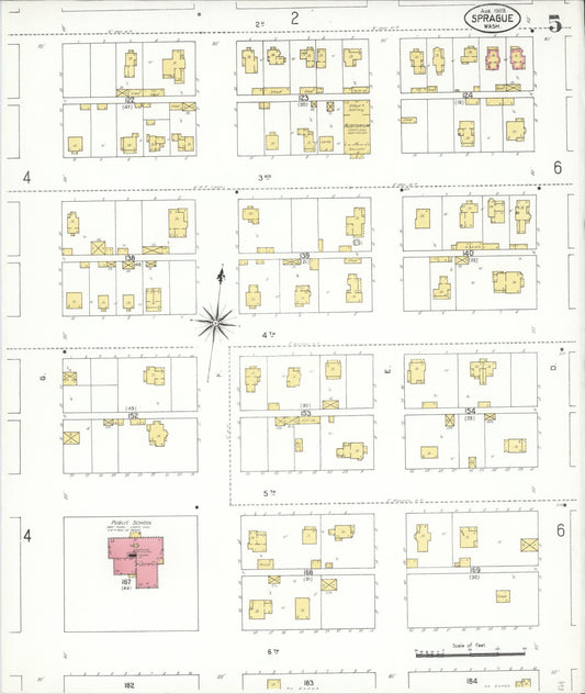 Sanborn Fire Insurance Map from Sprague, Lincoln County, Washington (1909), Sheet #0005 - Historic Sanborn Fire Insurance Map Print, vintage old map wall art, antique decor, genealogy gift, Washington Washington map