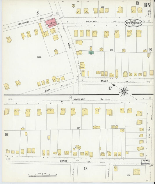 Sanborn Fire Insurance Map from New Rochelle, Westchester County, New York (1903), Sheet #0018 - Historic Sanborn Fire Insurance Map Print, vintage old map wall art, antique decor, genealogy gift, New York New York map