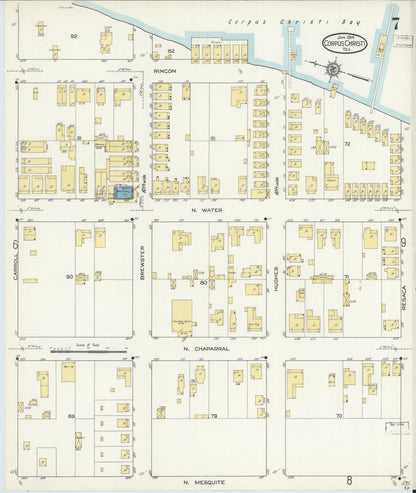 Sanborn Fire Insurance Map from Corpus Christi, Nueces County, Texas (1914), Sheet #0007 - Complete Map Set gallery image, historic Sanborn map, vintage wall art, Texas Texas
