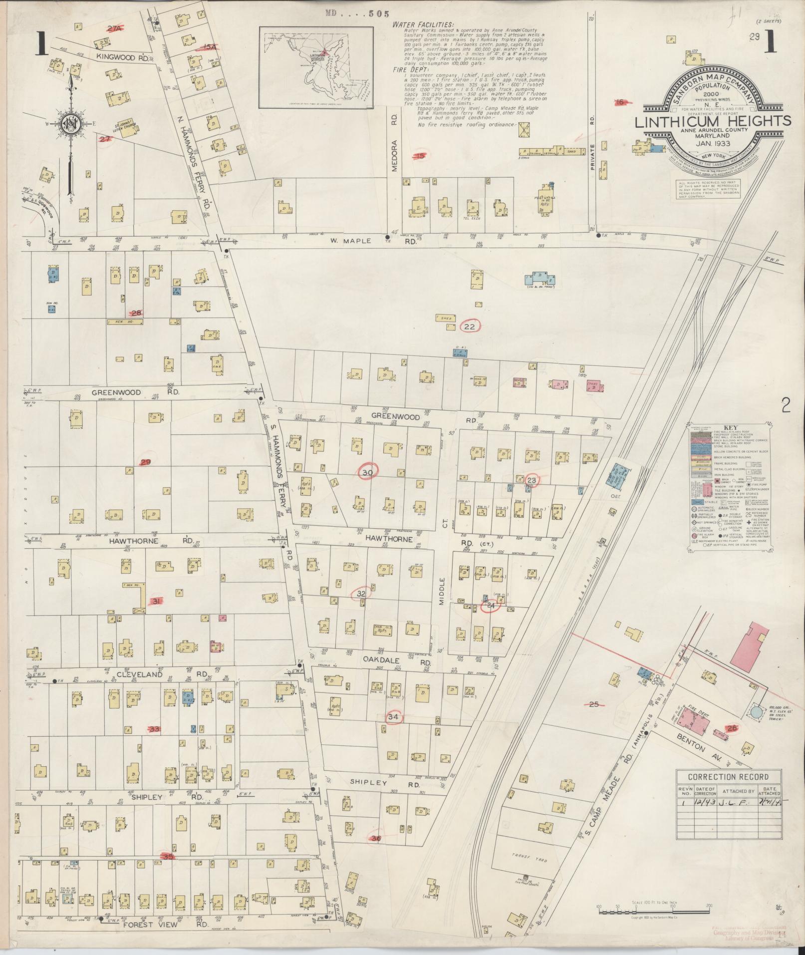 Sanborn Fire Insurance Map from Linthicum Heights, Anne Arundel County, Maryland. (1943) – Historic Sanborn Fire Insurance Map Print
