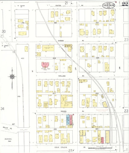 Sanborn Fire Insurance Map from Coeur D'alene, Kootenai County, Idaho (1921), Sheet #0022 - Complete Map Set gallery image, historic Sanborn map, vintage wall art, Idaho Idaho